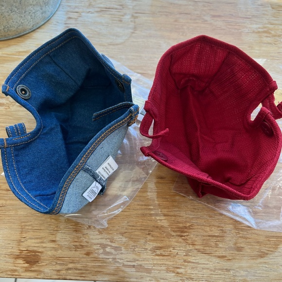 NWT Longaberger Thank You Basket Fabric Liners- Set Of 2- Denim and Paprika - Picture 3 of 8